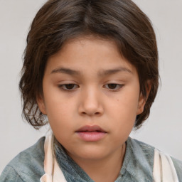 Neutral white child female with medium  brown hair and brown eyes