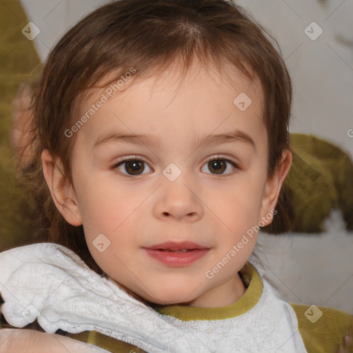 Neutral white child female with medium  brown hair and brown eyes