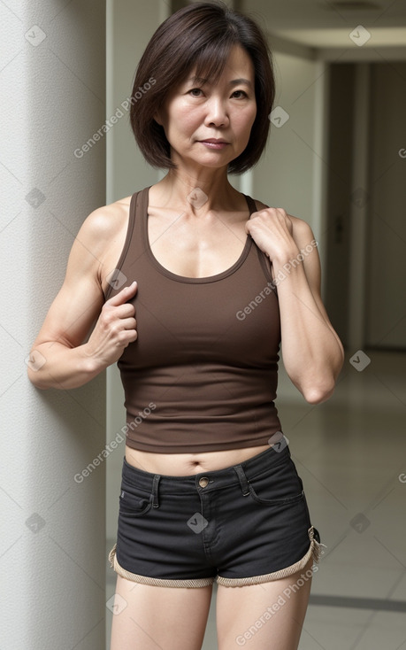 Chinese middle-aged female with  brown hair