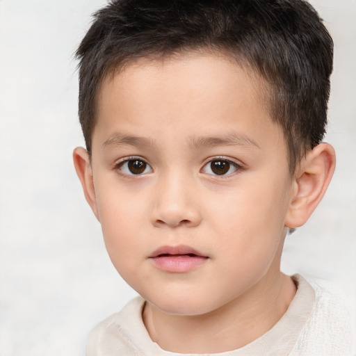 Neutral white child male with short  brown hair and brown eyes