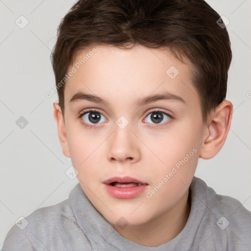 Neutral white child male with short  brown hair and brown eyes