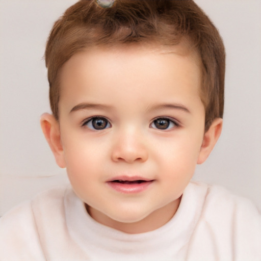 Neutral white child female with short  brown hair and brown eyes