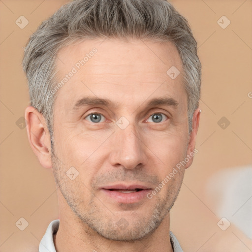 Neutral white adult male with short  brown hair and brown eyes