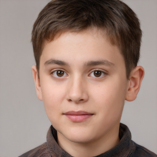 Neutral white child male with short  brown hair and brown eyes