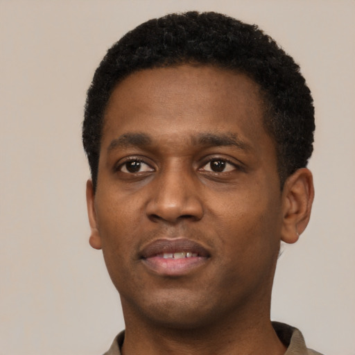 Neutral latino young-adult male with short  brown hair and brown eyes