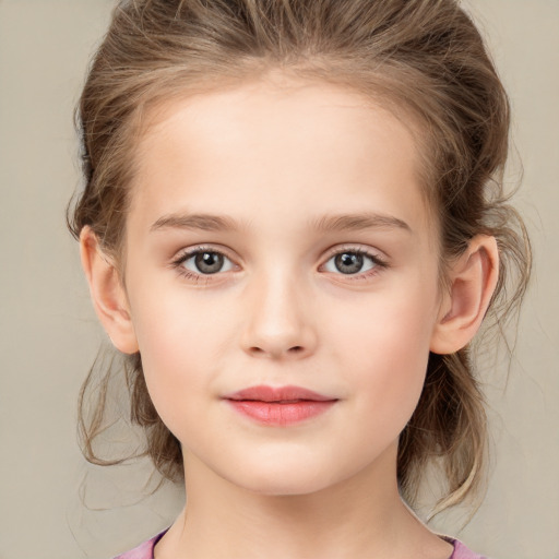 Neutral white child female with medium  brown hair and brown eyes