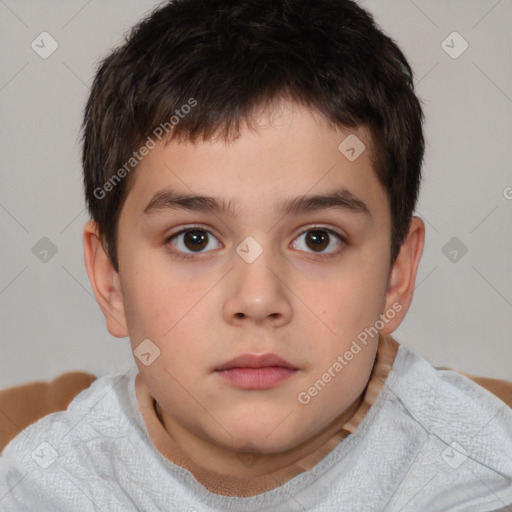 Neutral white child male with short  brown hair and brown eyes