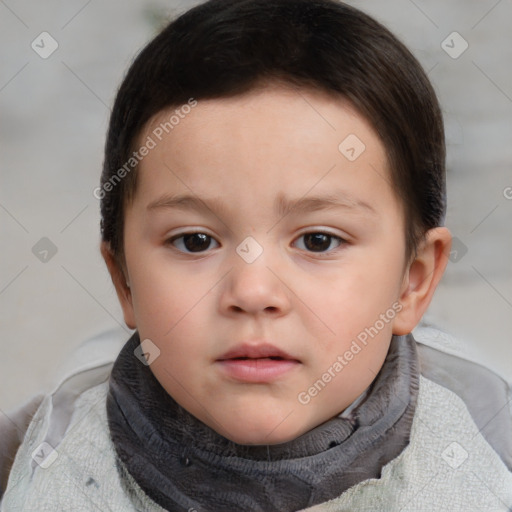 Neutral white child female with short  brown hair and brown eyes