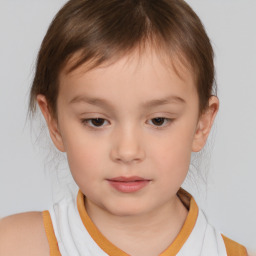 Neutral white child female with short  brown hair and brown eyes