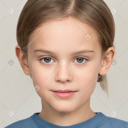 Neutral white child female with medium  brown hair and brown eyes