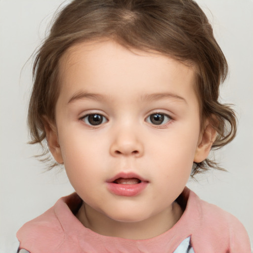 Neutral white child female with medium  brown hair and brown eyes