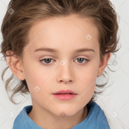 Neutral white child female with medium  brown hair and brown eyes