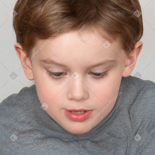 Neutral white child female with short  brown hair and brown eyes