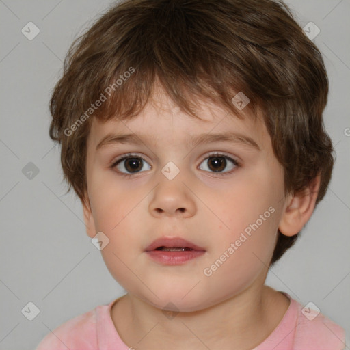 Neutral white child male with medium  brown hair and brown eyes