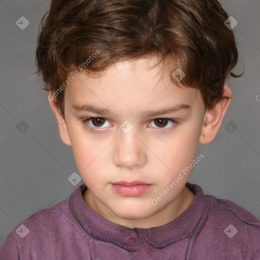 Neutral white child male with short  brown hair and brown eyes