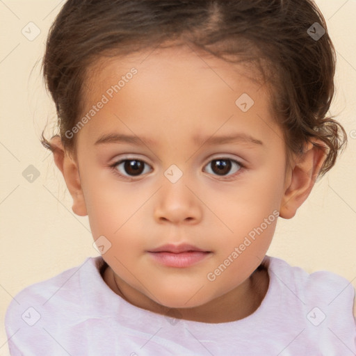 Neutral white child female with short  brown hair and brown eyes