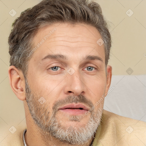 Neutral white adult male with short  brown hair and brown eyes