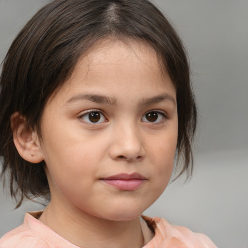 Neutral white child female with medium  brown hair and brown eyes