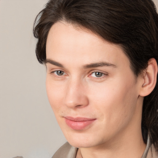 Neutral white young-adult male with medium  brown hair and brown eyes