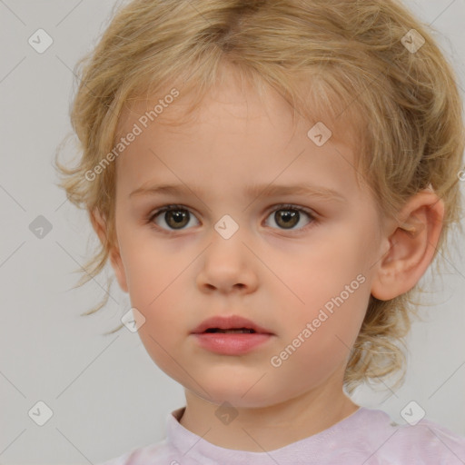 Neutral white child female with medium  brown hair and brown eyes