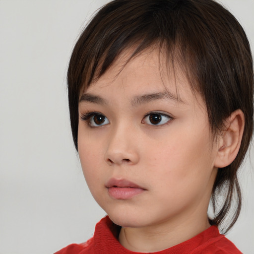 Neutral white child female with medium  brown hair and brown eyes