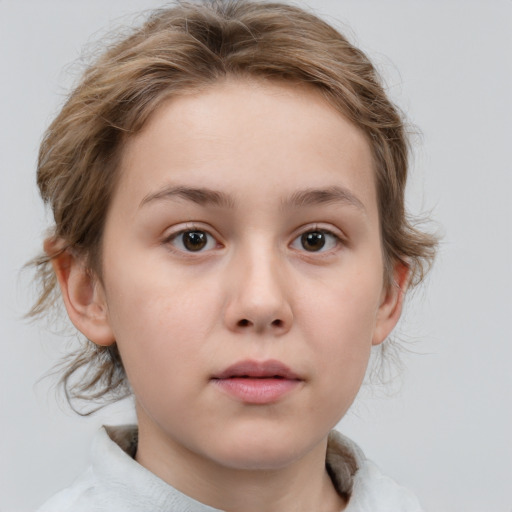 Neutral white child female with medium  brown hair and brown eyes