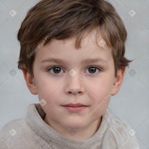 Neutral white child male with short  brown hair and brown eyes