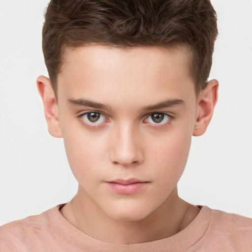 Neutral white child male with short  brown hair and brown eyes