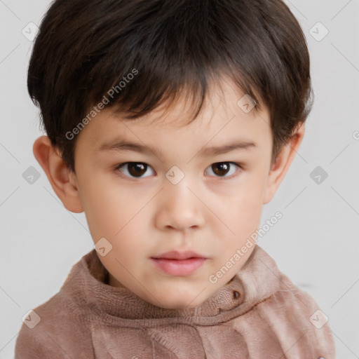 Neutral white child male with short  brown hair and brown eyes