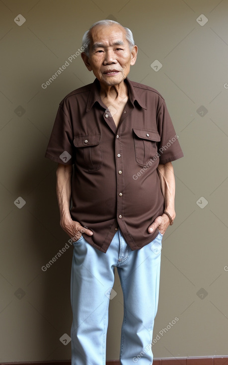 Vietnamese elderly male with  brown hair