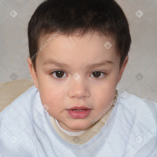 Neutral white child male with short  brown hair and brown eyes