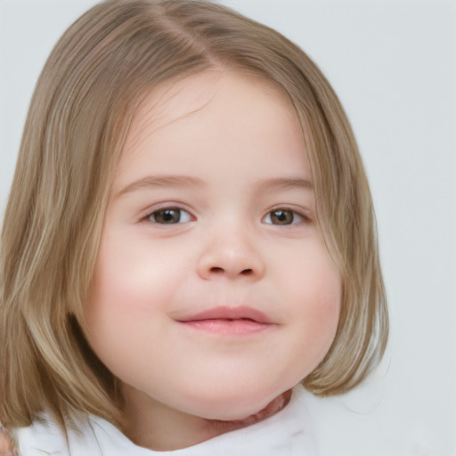 Neutral white child female with medium  brown hair and brown eyes