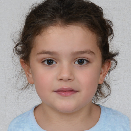 Neutral white child female with medium  brown hair and brown eyes