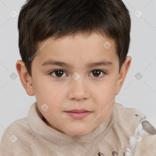 Neutral white child male with short  brown hair and brown eyes