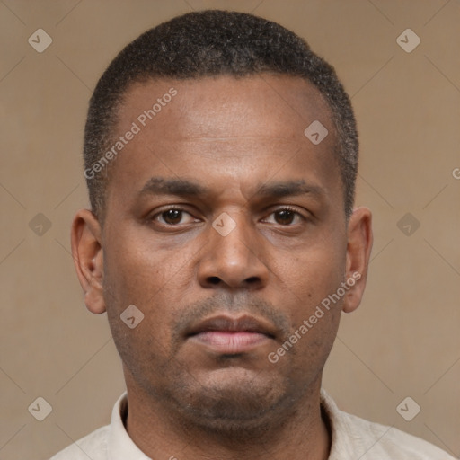 Neutral latino young-adult male with short  brown hair and brown eyes