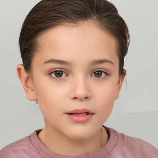 Neutral white child female with medium  brown hair and brown eyes