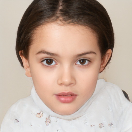 Neutral white child female with medium  brown hair and brown eyes