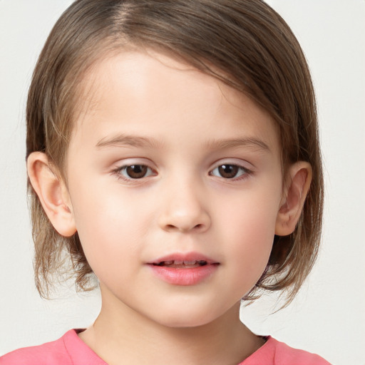 Neutral white child female with medium  brown hair and brown eyes