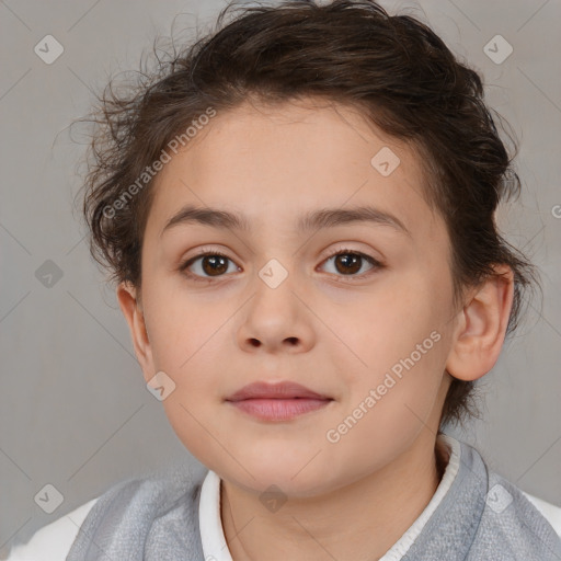 Neutral white child female with medium  brown hair and brown eyes