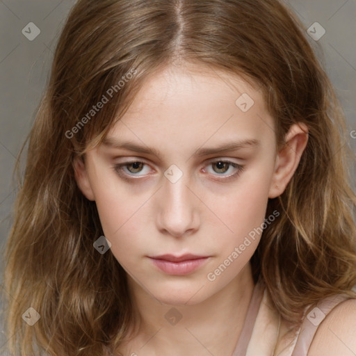 Neutral white child female with medium  brown hair and brown eyes