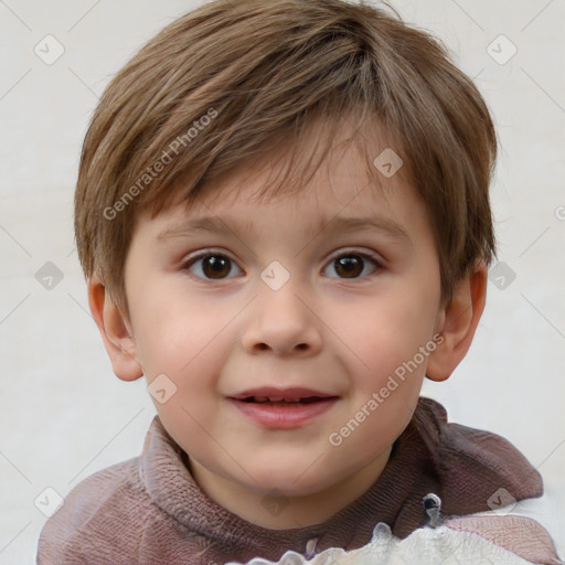 Neutral white child male with short  brown hair and brown eyes