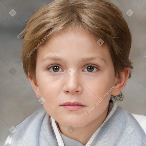 Neutral white child female with short  brown hair and brown eyes