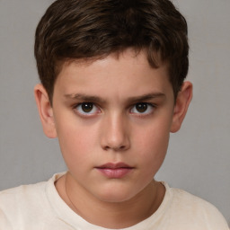 Neutral white child male with short  brown hair and brown eyes