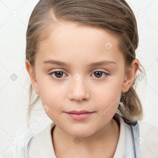 Neutral white child female with medium  brown hair and brown eyes