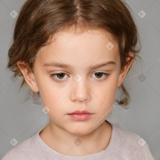 Neutral white child female with medium  brown hair and brown eyes