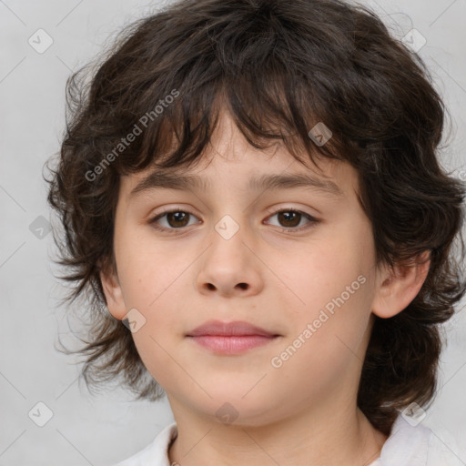 Neutral white child female with medium  brown hair and brown eyes