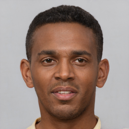 Neutral latino young-adult male with short  brown hair and brown eyes