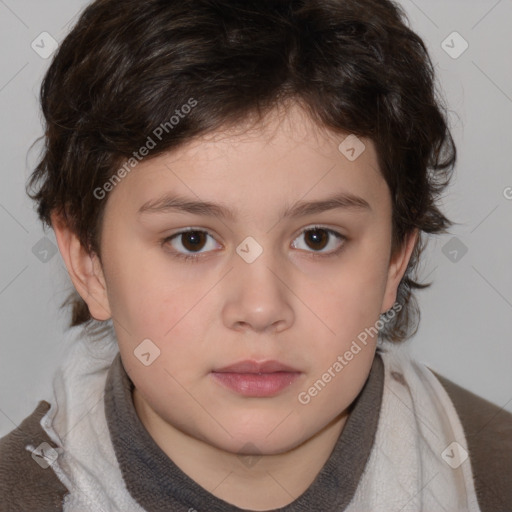 Neutral white child female with medium  brown hair and brown eyes