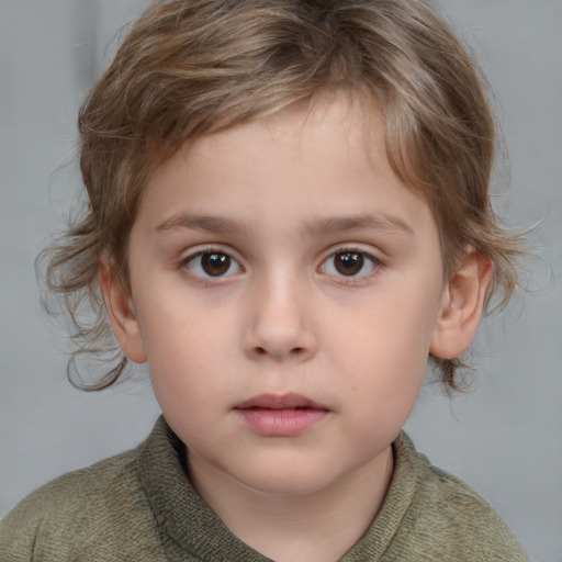 Neutral white child male with medium  brown hair and brown eyes