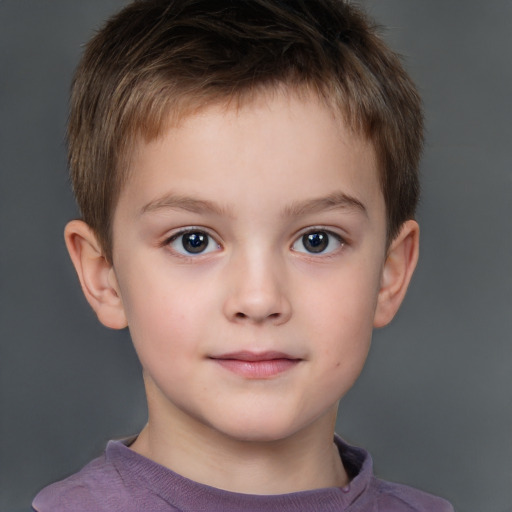 Neutral white child male with short  brown hair and brown eyes